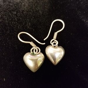 BIG SALE! Sterling silver heart shaped earrings.